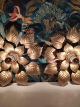 appliques murales feuilles dorées vintage des années 70