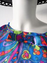 Robe tunique satinée motifs psychédéliques vintage 70's