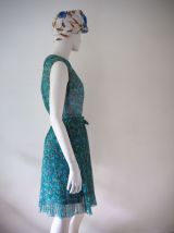 Robe plissée fleurie Mod yéyé vintage 60's