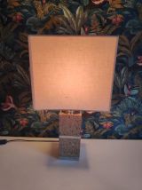 lampe de bureau en liège et acier chromé des années 70