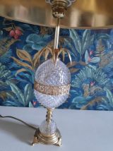 lampe ananas en verre ciselé et métal doré