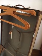 Malle voyage 48 H cuir, lin, bois 1900