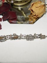 Bracelet ethnique métal argenté et pierre naturelle