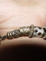 Bracelet ethnique métal argenté et pierre naturelle