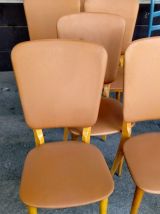 6 Chaises skaï marron doré des années 50