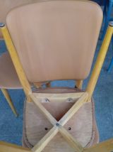 6 Chaises skaï marron doré des années 50