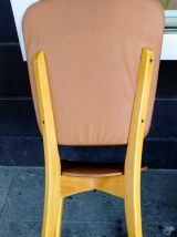 6 Chaises skaï marron doré des années 50