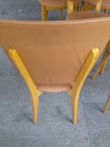 6 Chaises skaï marron doré des années 50