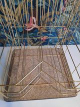 desserte range-vinyles vintage 4 étages structure métal doré