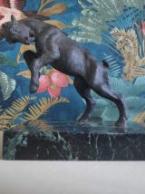 serre-livres bouquetins anciens, base en beau marbre noir 