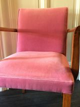 Paire de fauteuil bridge Art déco velours rose