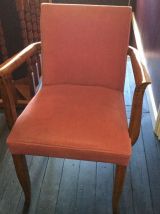 Paire de fauteuil bridge Art déco velours rose