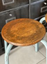 Paire de tabourets d’atelier métal et bois