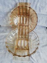 Grands plats creux en verre irisé vintage
