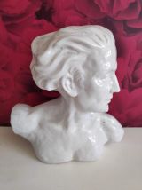 buste de J. Mermoz en céramique craquelée  signé H. Laurens