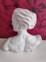 buste de J. Mermoz en céramique craquelée  signé H. Laurens