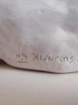 buste de J. Mermoz en céramique craquelée  signé H. Laurens
