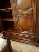 Chambre complète (lit, armoire, commode, chevet) en bois mas