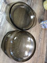 Cocotte Arcopal couvercle, en verre fumé  Vintage
