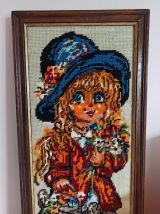 Cadre bois personnage Poulbot en Canevas