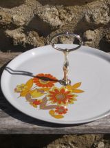 Plateau de service vintage années 60/70 en porcelaine