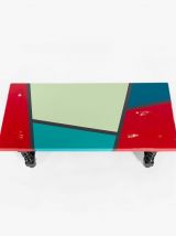Table basse en chêne massif colorée design