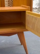 Petit chevet en rotin vintage