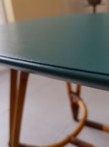 Table basse vintage bois et rotin