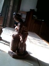 Lot  2 statuettes en bois Les vendages  porteur et tonnelier
