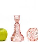 Paire de bougeoir en verre cristal pressé moulée