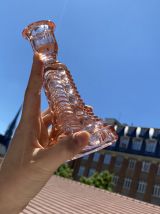 Paire de bougeoir en verre cristal pressé moulée