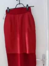 Jupe droite taille haute vintage rouge sang T 34/36