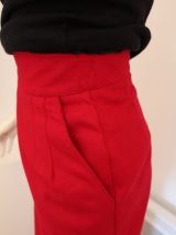 Jupe droite taille haute vintage rouge sang T 34/36