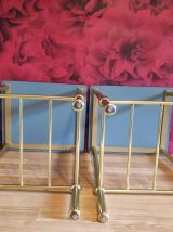 chevets en métal doré et verre fumé des années 80