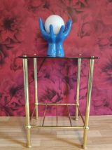 chevets en métal doré et verre fumé des années 80