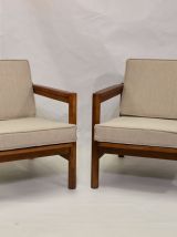  Paire de fauteuils style scandinave années 60 tissu chiné f