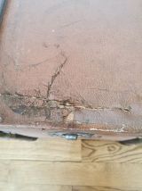 Malle ancienne en bois cuir