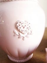 Pots en céramique rose poudré décor Shabby Chic 