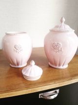 Pots en céramique rose poudré décor Shabby Chic 