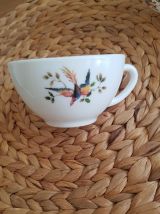 Lot de 2 tasses et soucoupes Arcopal  - Motif oiseaux faisan