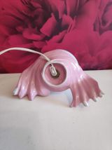 lampe en céramique rose et globe en opaline blanc
