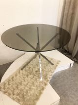 Table verre fumée 70s