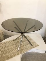 Table verre fumée 70s