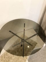 Table verre fumée 70s