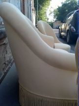 Salon canapé et fauteuils crapaud