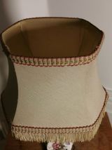 Lampe céramique abat-jour franges décor moustiers