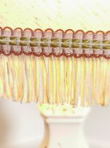 Lampe céramique abat-jour franges décor moustiers