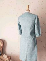 Vintage années 60 tailleur jupe veste  turquoise XS