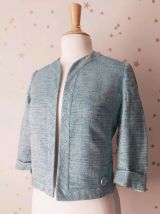 Vintage années 60 tailleur jupe veste  turquoise XS