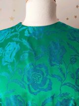 Vintage années 60 robe du soir soie satin jacquard fleurie 